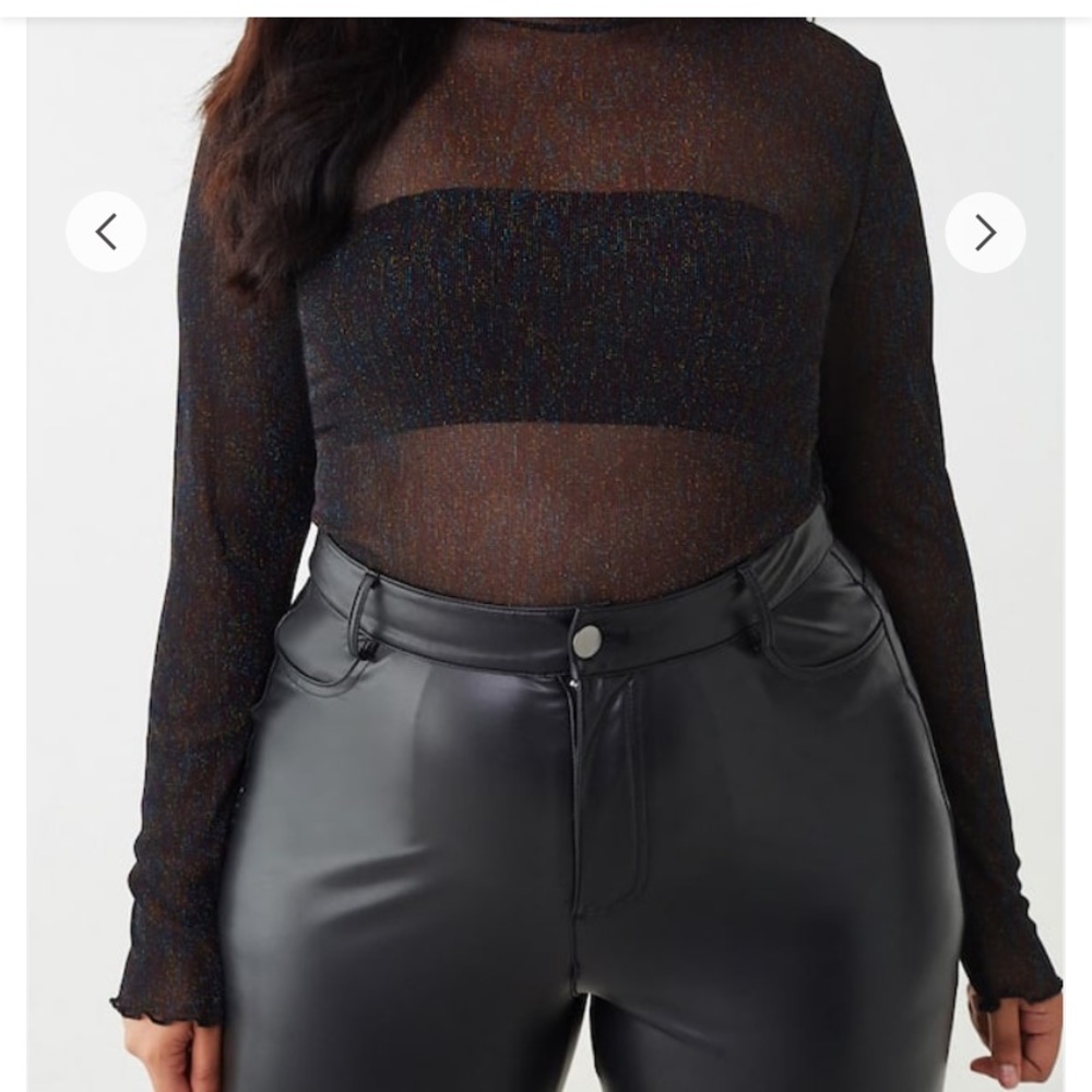 Long sleeve sheer black bodysuit